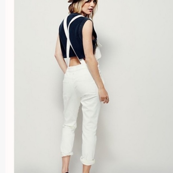 Free People Denim - Free People White Overalls Skinny Size 25